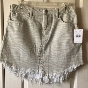 Free People Tan Zebra Print Mini Skirt